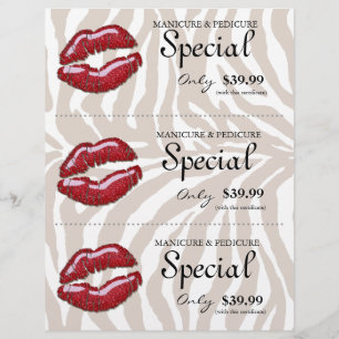 Flyer Schöne Rote Lippen Zebra Beige