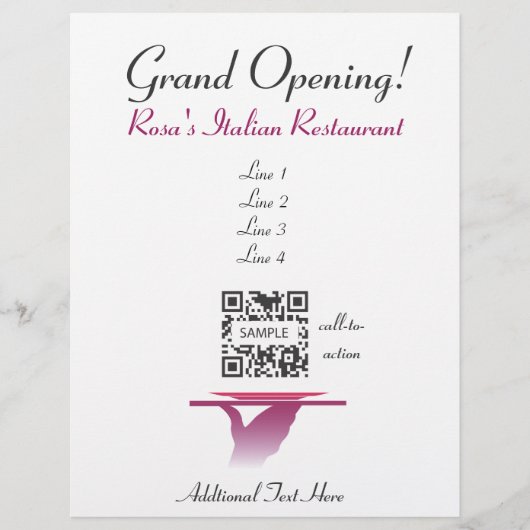 Flyer Template Rosa's Italian Restaurant (Vorne)