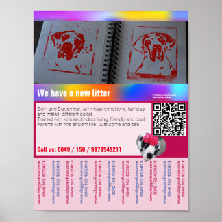 Flyer von Welpen mit QR-Code Poster