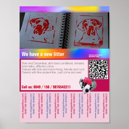 Flyer von Welpen mit QR-Code Poster (Vorne)