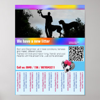 Flyer von Welpen mit QR-Code Poster