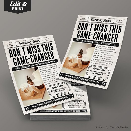 Flyer von Zeitungen | Retro-Werbung für kleine Unt