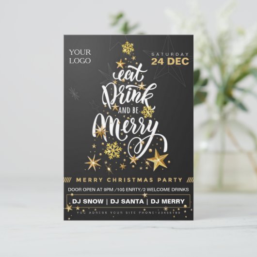 Flyer-Vorlagen für Weihnachten Party Einladung (Stehend Vorderseite)