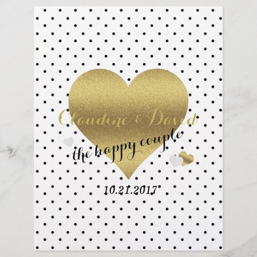 Flyer "White and Gold Heart Polka Dot Zeremonie" (Vorderseite)