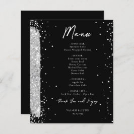 Flyer zum Hochzeitsmenü für Silver und Black Glitz