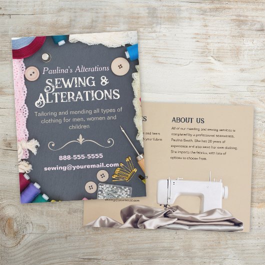 Flyer zum Nähen von Alterations Services Postkarte