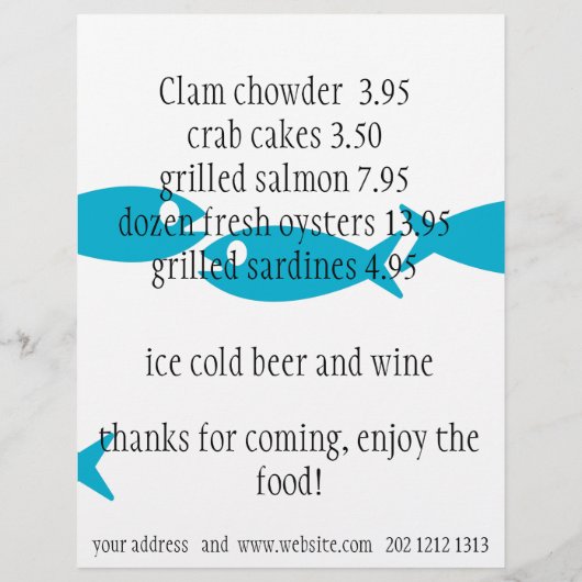 Flyer zum Thema Meeresfrüchte (Rückseite)