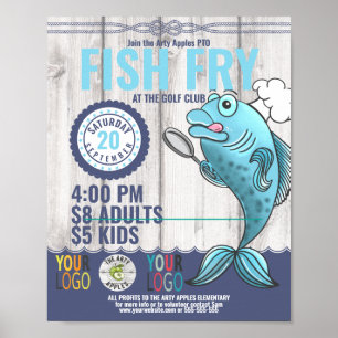 Flyer zur Beschaffung von Fischfutter, Fischbraten Poster