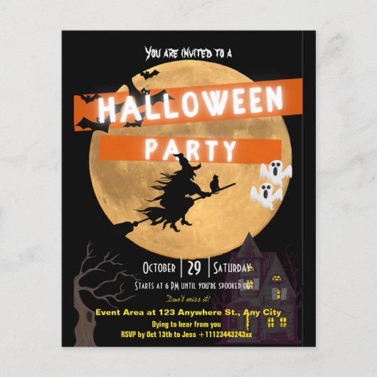 Flyer zur Einladung des Halloween-Party (Vorne)