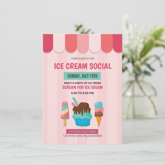 Flyer zur Einladung von Eiskrem (Stehend Vorderseite)