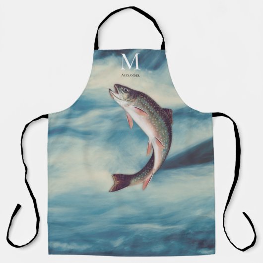 Flyfish Foreut Fisherman Blue River Monogram Schürze (Vorderseite)