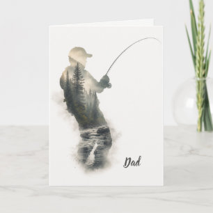 "Flyfisherman Double Exposure" Grußkarte Karte