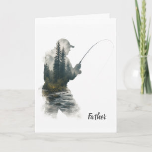 "Flyfisherman Double Exposure" Grußkarte Karte