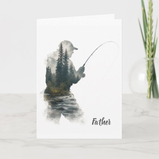 "Flyfisherman Double Exposure" Grußkarte Karte (Vorderseite)