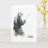 "Flyfisherman Double Exposure" Grußkarte Karte (Gelbe Blume)