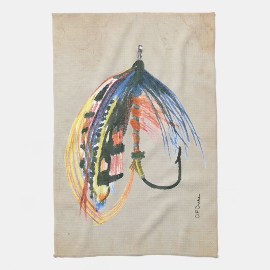 FlyFishing Lure Art Lachs Fly Lure Geschirrtuch (Vertikal)