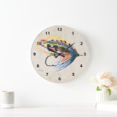 FlyFishing Lure Art Lachs Fly Lure Große Wanduhr (Zuhause)