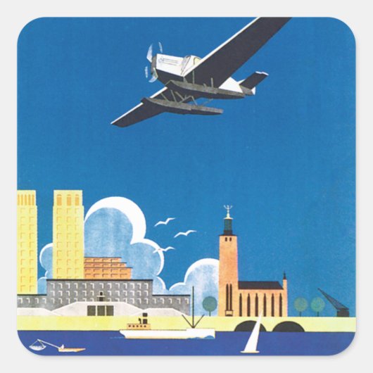 Flyg über Stockholm Quadratischer Aufkleber (Vorderseite)