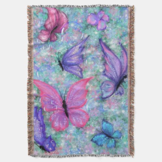 Flyin Butterflies Throw Blanket Decke (Vorderseite Vertikal)