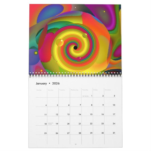 Flying 2025 Trippy Abstrakt Art Calendar Kalender (Jan 2026)