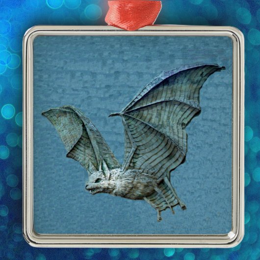 Flying 3D Blue Bat Silbernes Ornament