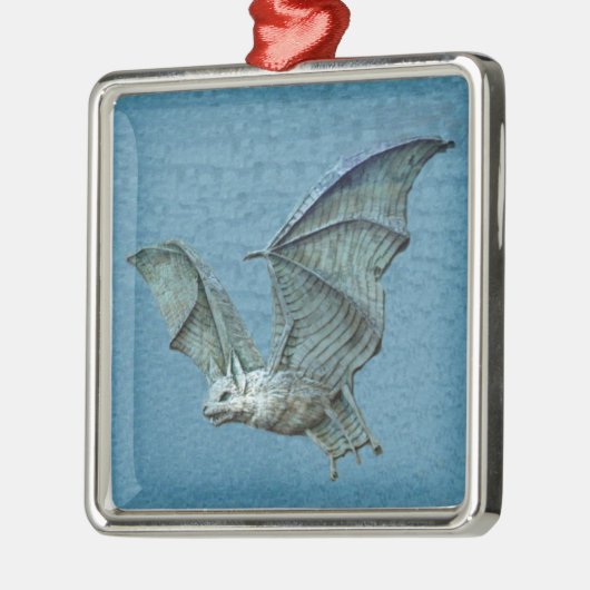 Flying 3D Blue Bat Silbernes Ornament (Links)