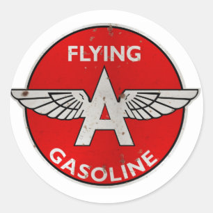 Flying A Gasoline verrostete Version Runder Aufkleber