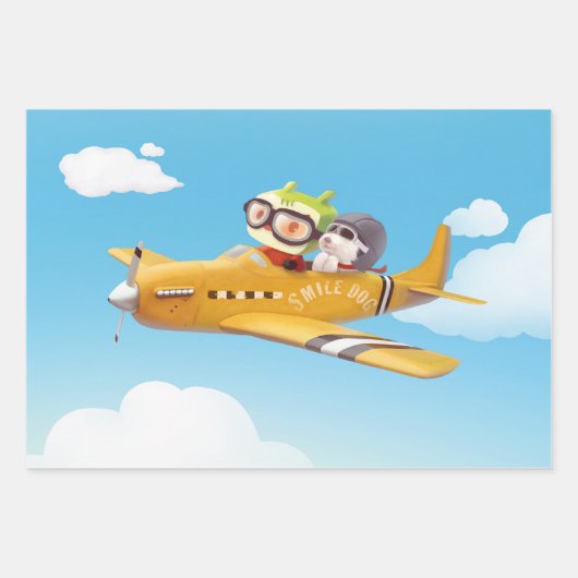 Flying Adventure mit Hund Geschenkpapier Set (Vorderseite)