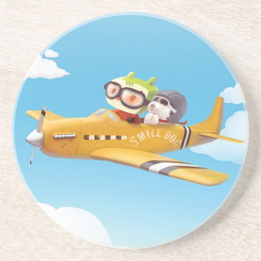 Flying Adventure mit Hund Getränkeuntersetzer (Vorne)