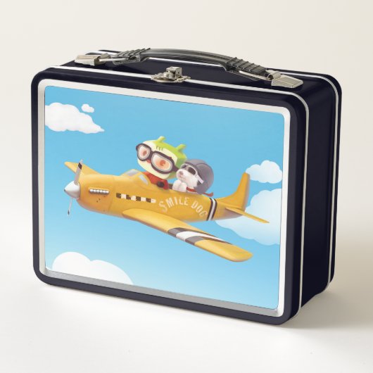 Flying Adventure mit Hund Metall Brotdose (Vorderseite)