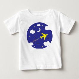 flying aeroplane in night sky baby t-shirt