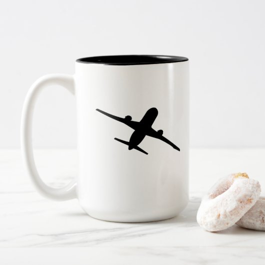Flying Aircraft Airplane Aviation Aviator Zweifarbige Tasse (Mit Donut)