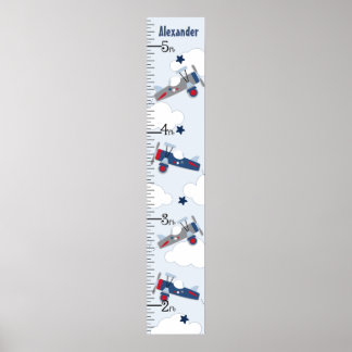 Flying Airplane Kinderzimmer Growth Chart Behielt Poster