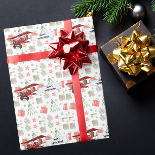 Flying Airplane, the First Christmas Personalisier Geschenkpapier