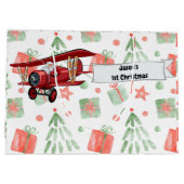 Flying Airplane, the First Christmas Personalisier Große Geschenktüte (Rückseite)