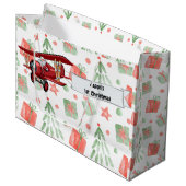 Flying Airplane, the First Christmas Personalisier Große Geschenktüte (Vorderseite Schrägansicht)