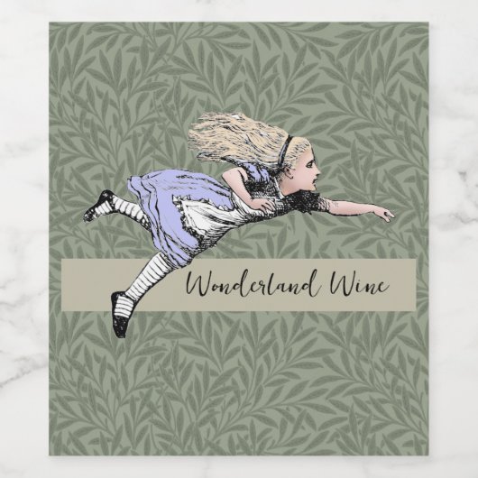 Flying Alice im Wunderland Looking Glass Weinetikett (Einzelnes Label)