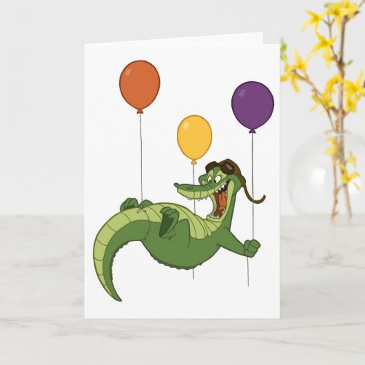 Flying Alligator Card Karte (Gelbe Blume)