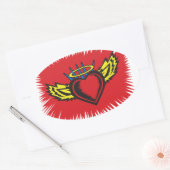 Flying Angel Heart Tattoo Ovaler Aufkleber (Umschlag)