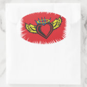 Flying Angel Heart Tattoo Ovaler Aufkleber (Tasche)