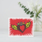 Flying Angel Heart Tattoo Postkarte (Stehend Vorderseite)