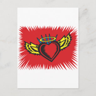 Flying Angel Heart Tattoo Postkarte