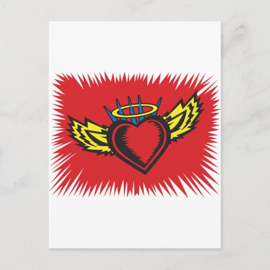 Flying Angel Heart Tattoo Postkarte (Vorderseite)