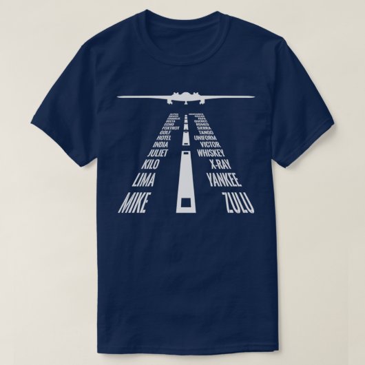 Flying B2 Bomber Pilot Phonetische Alphabet Runway T-Shirt (Design vorne)