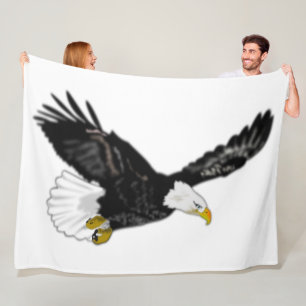 Flying Bald Eagle Fleece Blanket