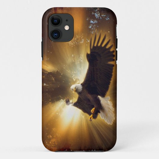 Flying Bald Eagle & Forest Sunburst iPhone 5 Fall Case-Mate iPhone Hülle (Rückseite)