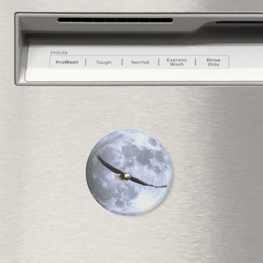 Flying BALD EAGLE & FULL MOON Wildlife Magnet (In Situ (Geschirrspüler))