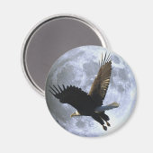 Flying BALD EAGLE & FULL MOON Wildlife Magnet (Vorderseite/Rückseite)