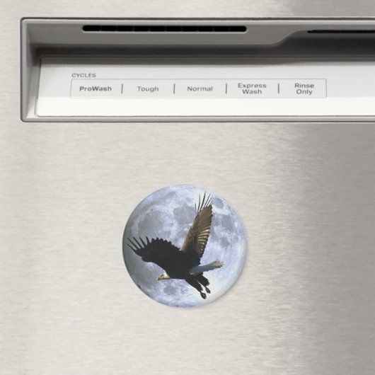 Flying BALD EAGLE & FULL MOON Wildlife Magnet (In Situ (Geschirrspüler))