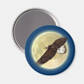 Flying BALD EAGLE & FULL MOON Wildlife Magnet (Vorderseite/Rückseite)